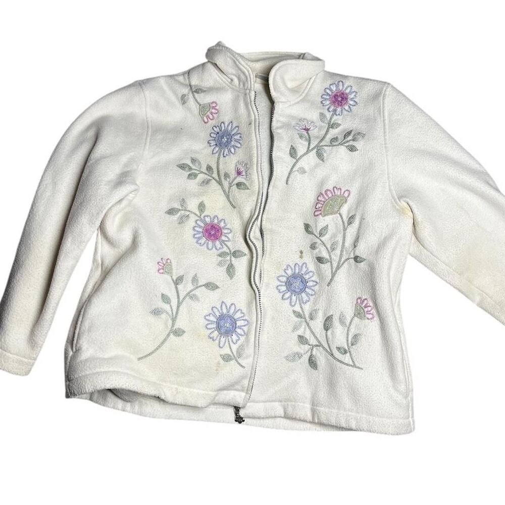 Alfred Dunner Floral Embroidered Fleece Jacket PXL